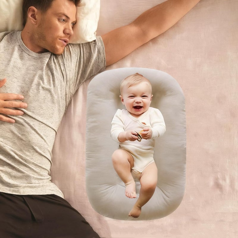 Loevin Baby Lounger Play Mat,Baby Lounger for Newborn Tummy Time for Babies in Flat Surface,0° Angle Newborn Loungers Babies Nest for Boys & Girls 0-12 Months(English Apricot) - Image 2